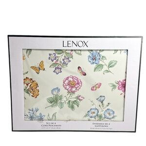 NEW Lenox BUTTERFLY MEADOW FLOWER  Cork Placemats Set/4